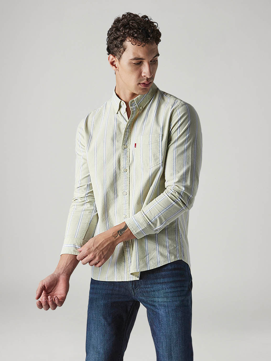 Men's Striped Slim Fit Oxford Shirt