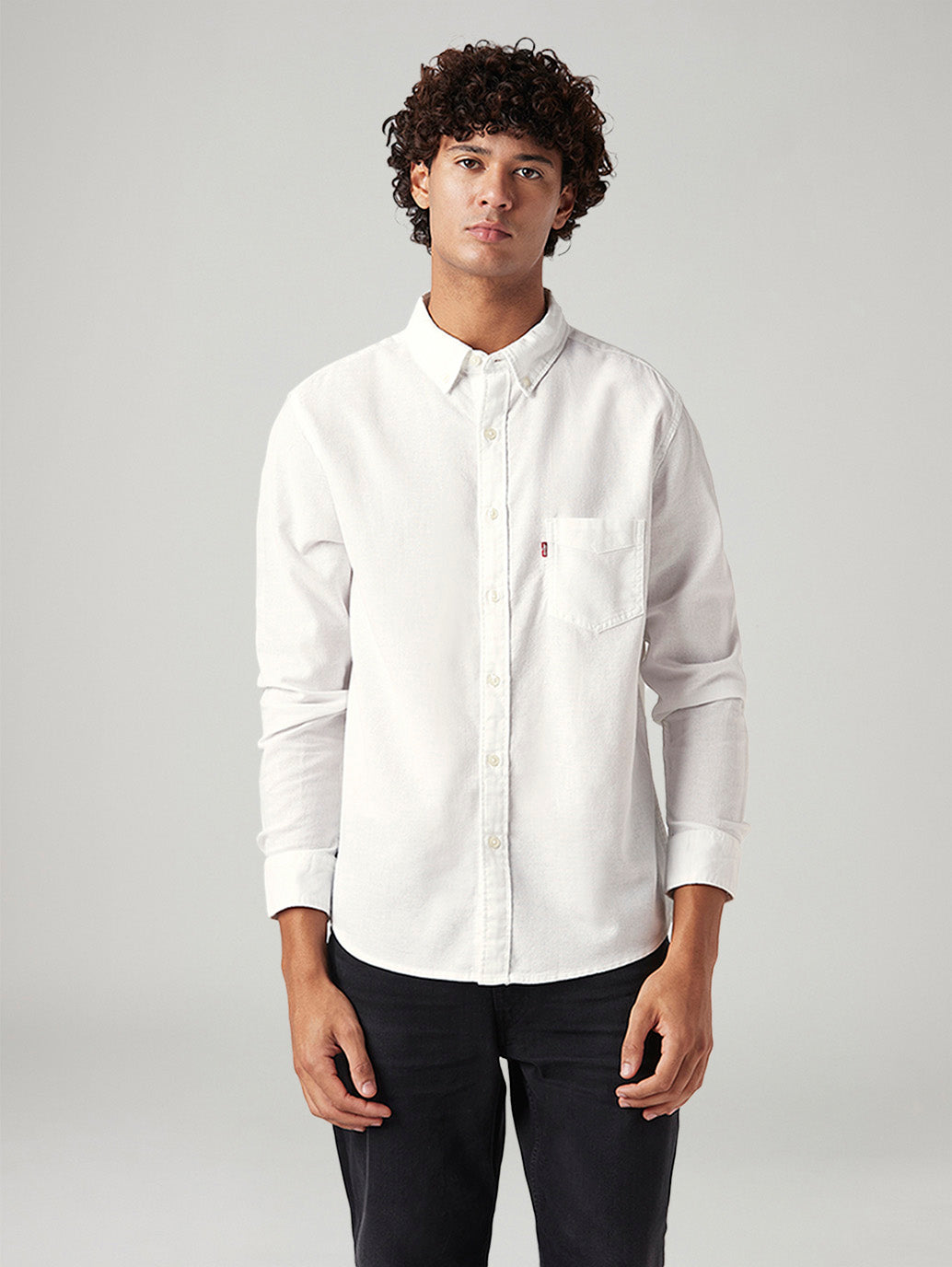 Men's Solid Slim Fit Oxford Shirt - Front View