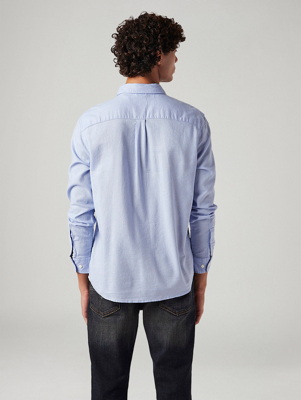 Men's Solid Slim Fit Oxford Shirt - Back View