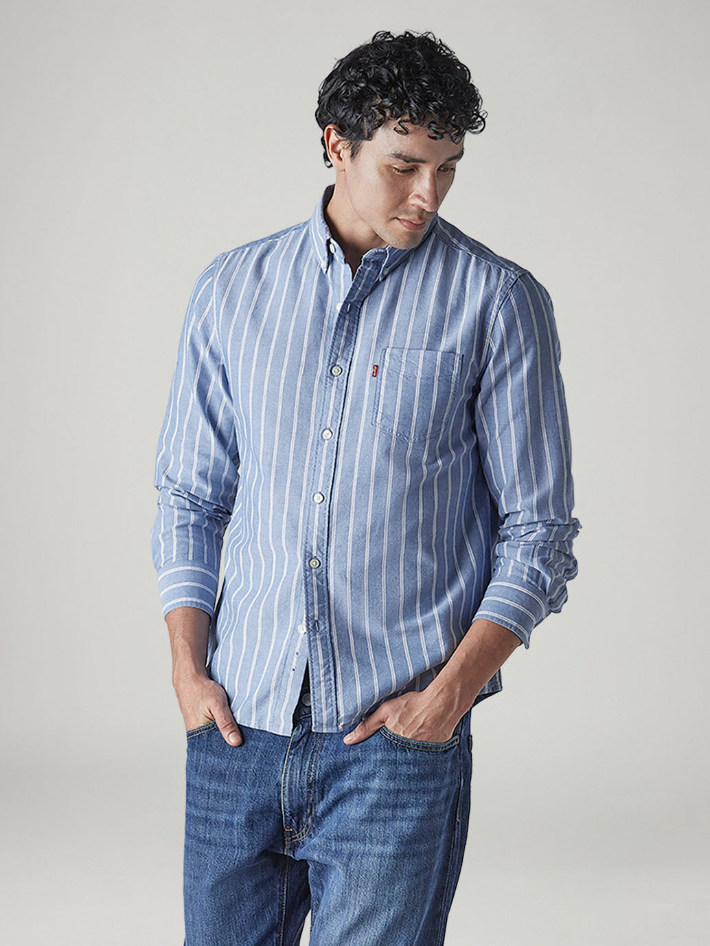 Men's Striped Slim Fit Oxford Shirt