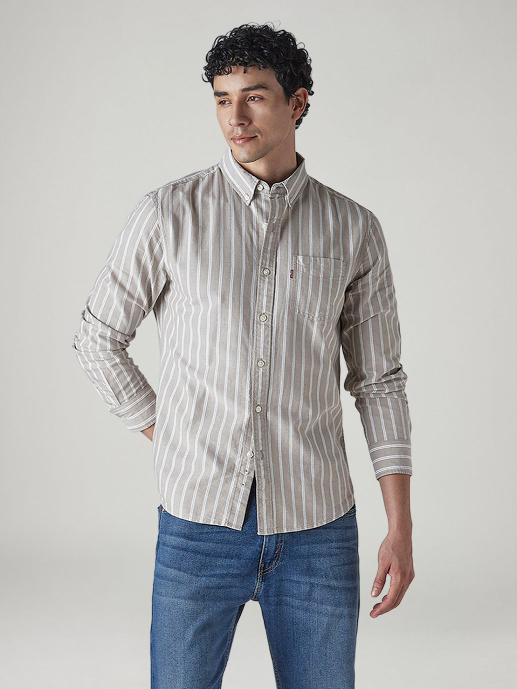 Men's Striped Slim Fit Oxford Shirt