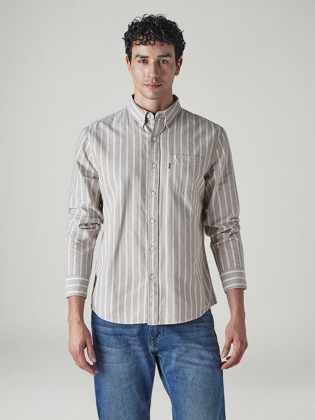Men's Striped Slim Fit Oxford Shirt - 20 View