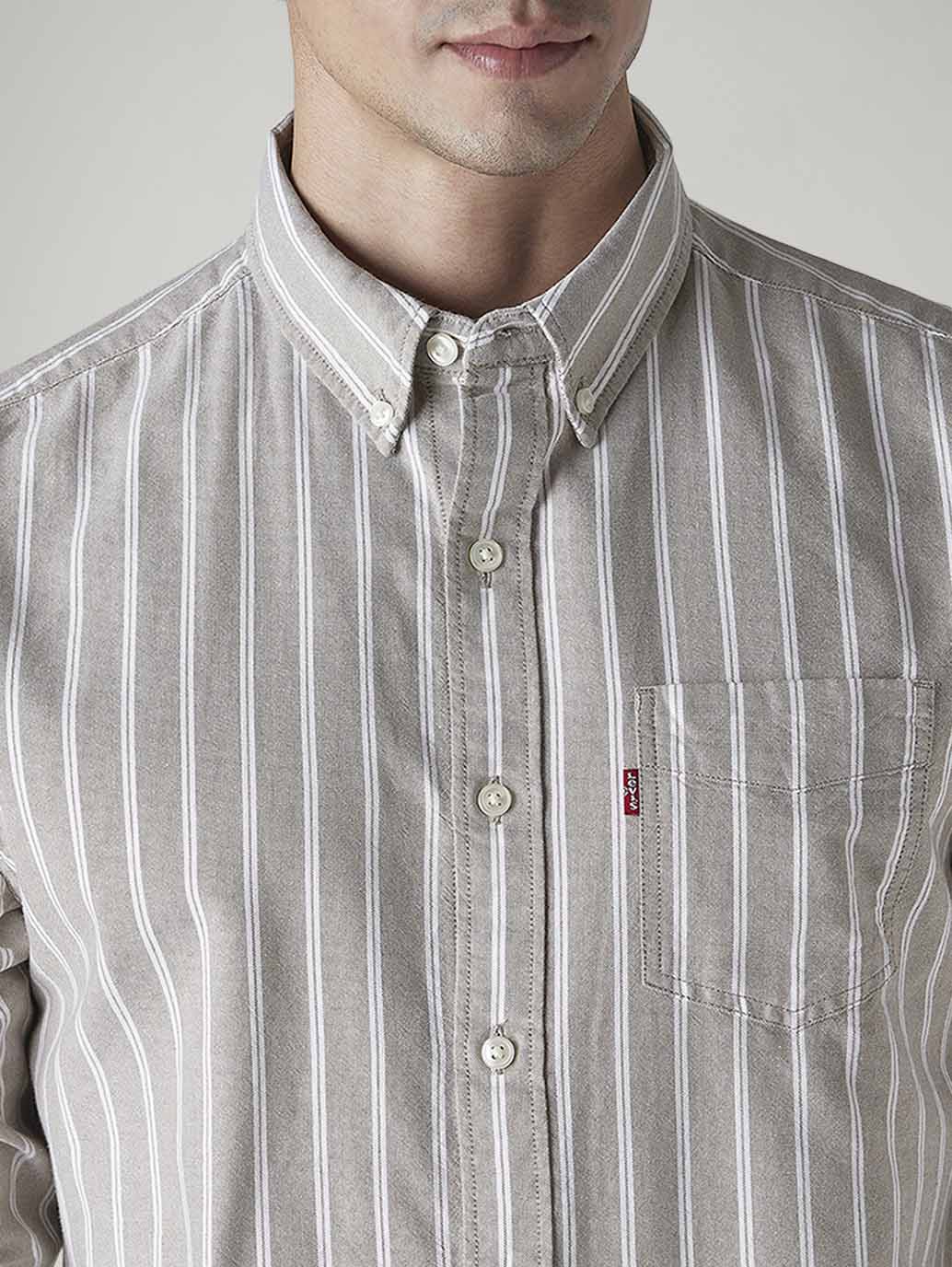 Men's Striped Slim Fit Oxford Shirt - 20 View