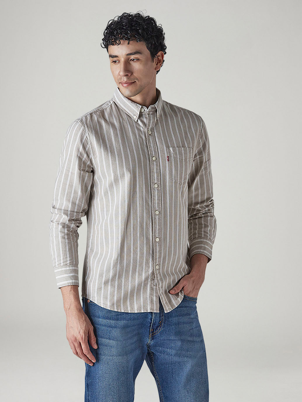Men's Striped Slim Fit Oxford Shirt - 20 View