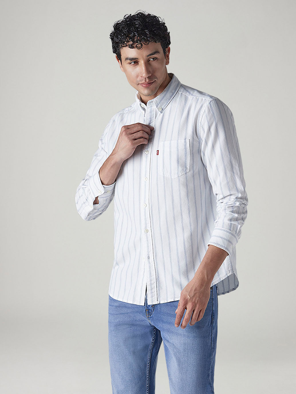 Men's Striped Slim Fit Oxford Shirt