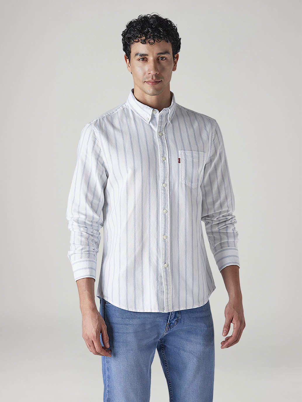 Men's Striped Slim Fit Oxford Shirt - 20 View