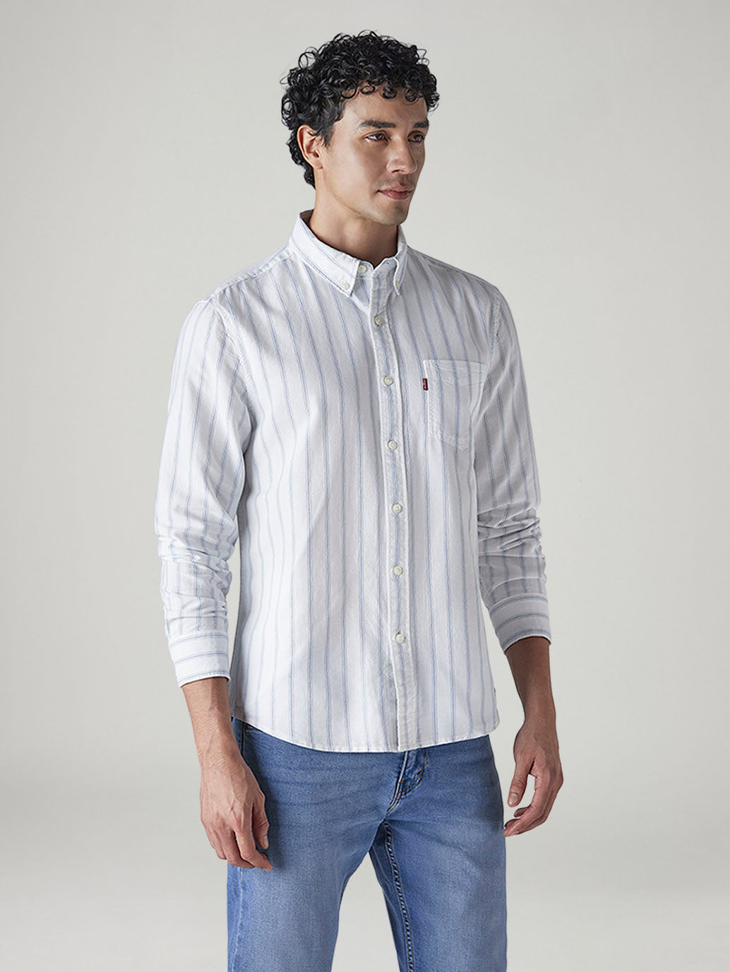 Men's Striped Slim Fit Oxford Shirt - 20 View