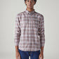 Men's Mauve Checkered Slim Fit Oxford Shirt - 20 View