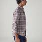 Men's Mauve Checkered Slim Fit Oxford Shirt - 20 View