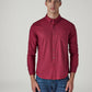 Men's Solid Button Down Collar Slim Fit Oxford Shirt - Front View