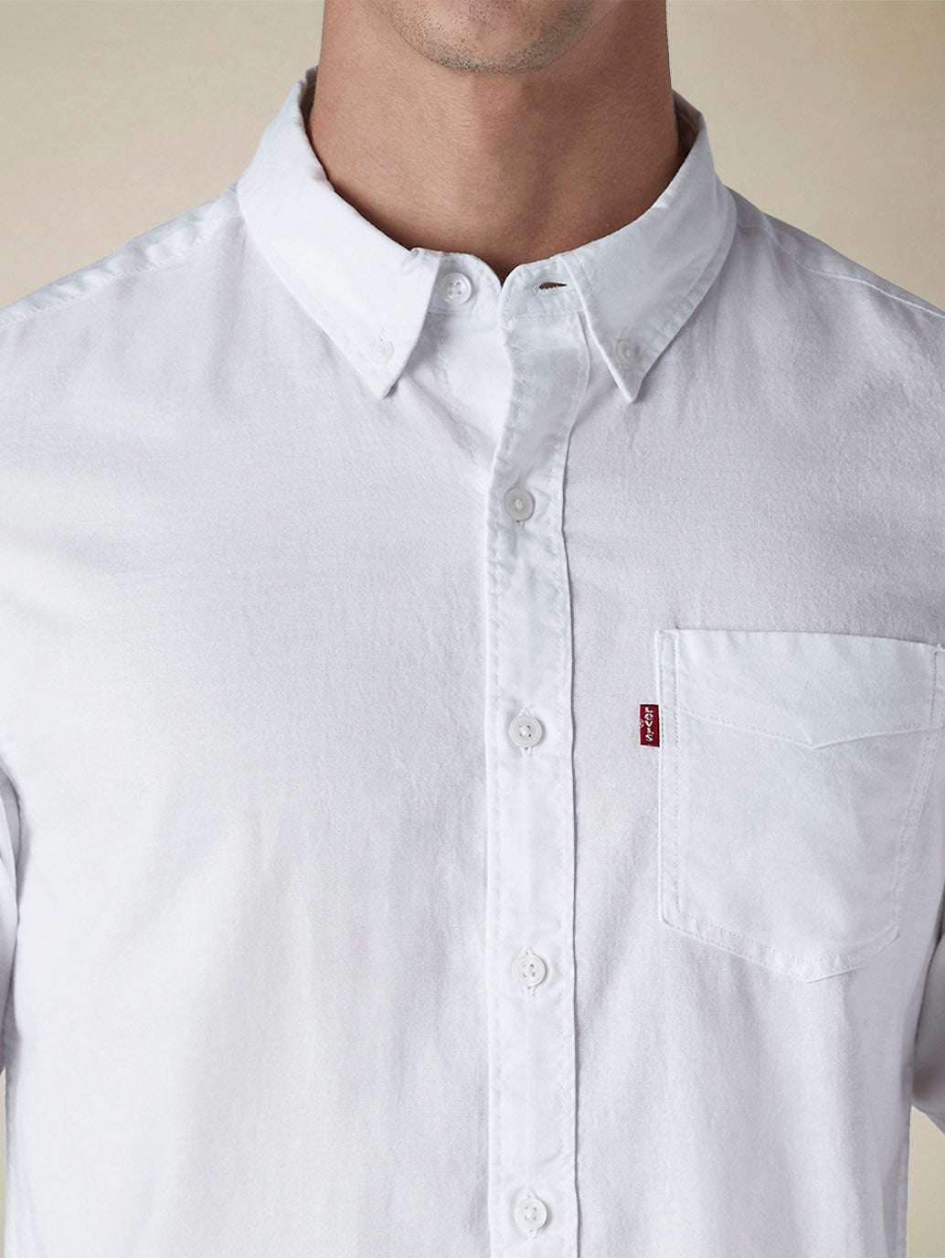 Men's Solid Button Down Collar Slim Fit Oxford Shirt - Detail View