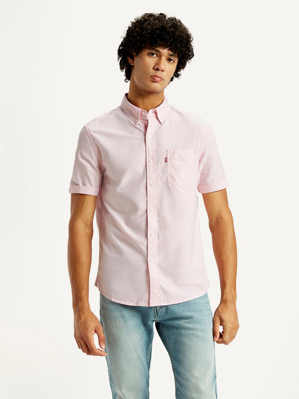 Men's Solid Slim Fit Oxford Shirt - Front View