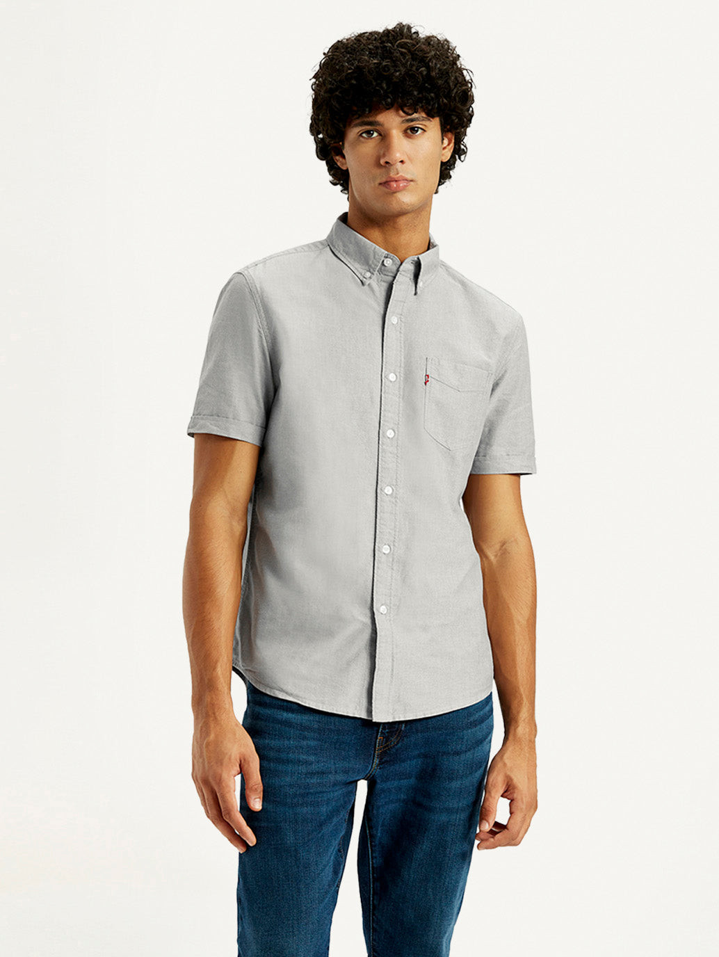 Men's Solid Slim Fit Oxford Shirt - Front View