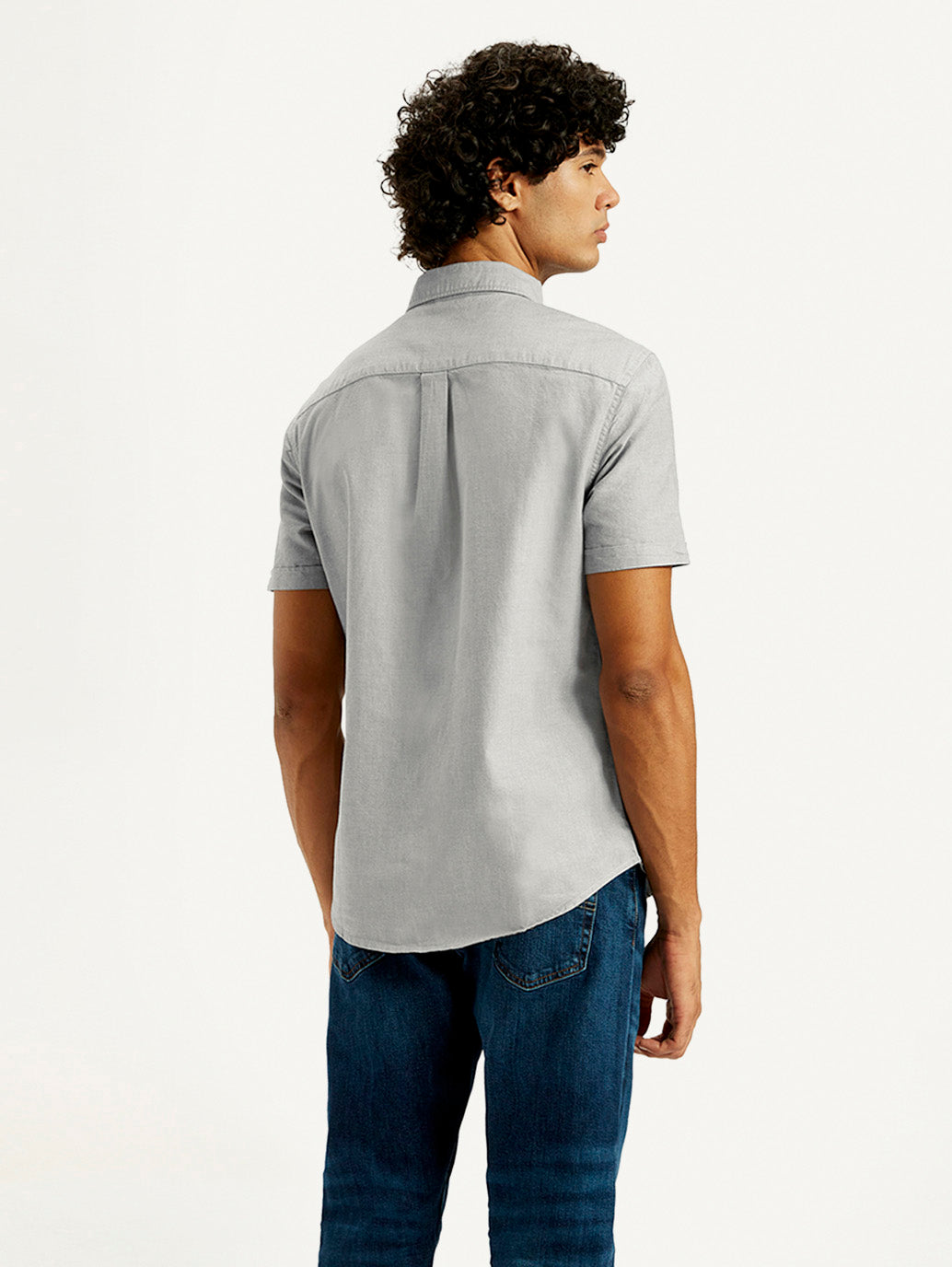 Men's Solid Slim Fit Oxford Shirt - Back View
