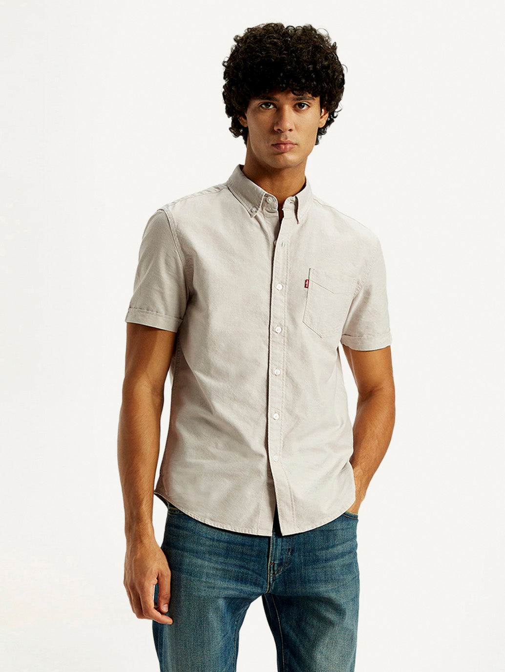 Men's Solid Slim Fit Oxford Shirt - Styleshot View