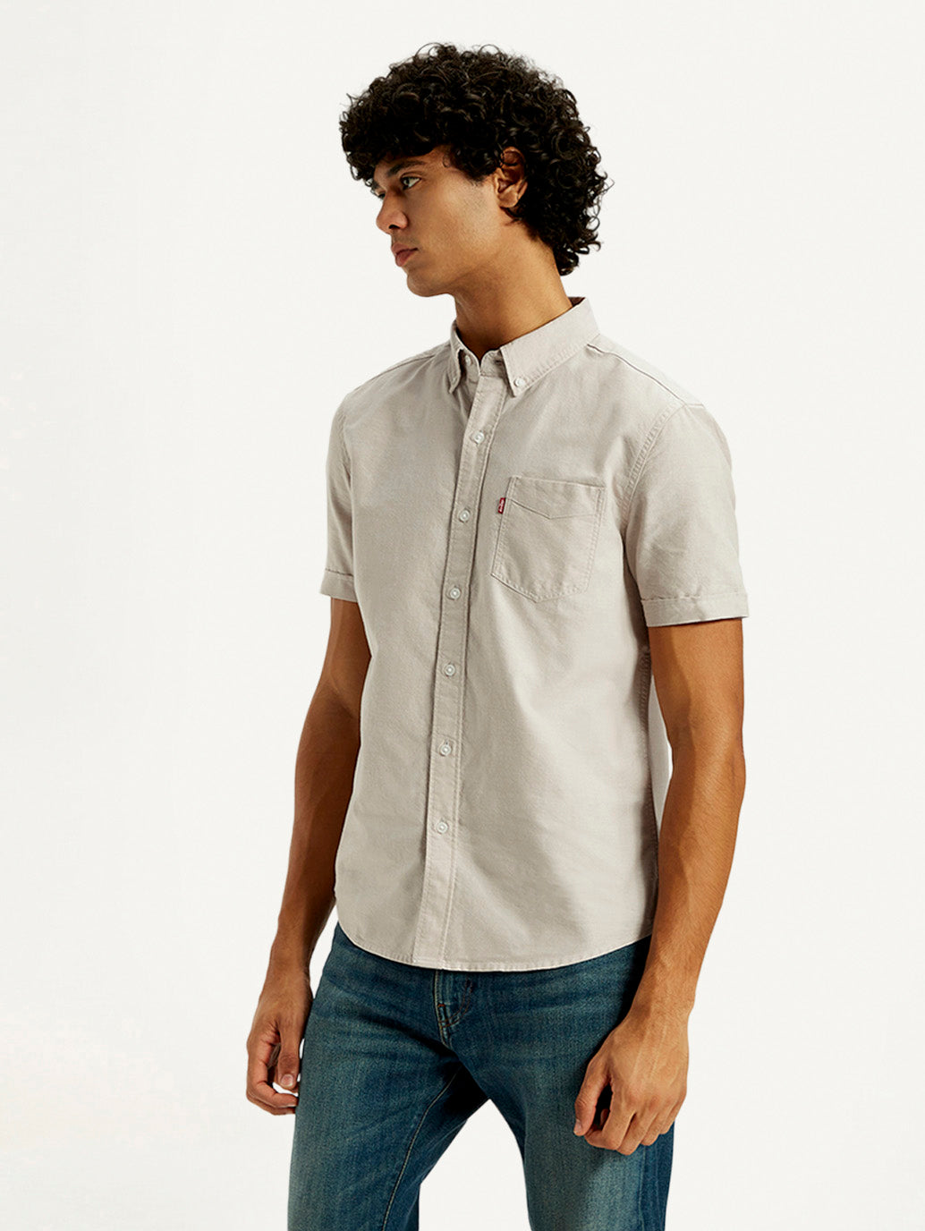 Men's Solid Slim Fit Oxford Shirt - Side View