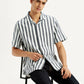 Men's Striped White Relaxed Fit Camp Shirt - Styleshot View