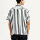 Men's Striped White Relaxed Fit Camp Shirt - Back View