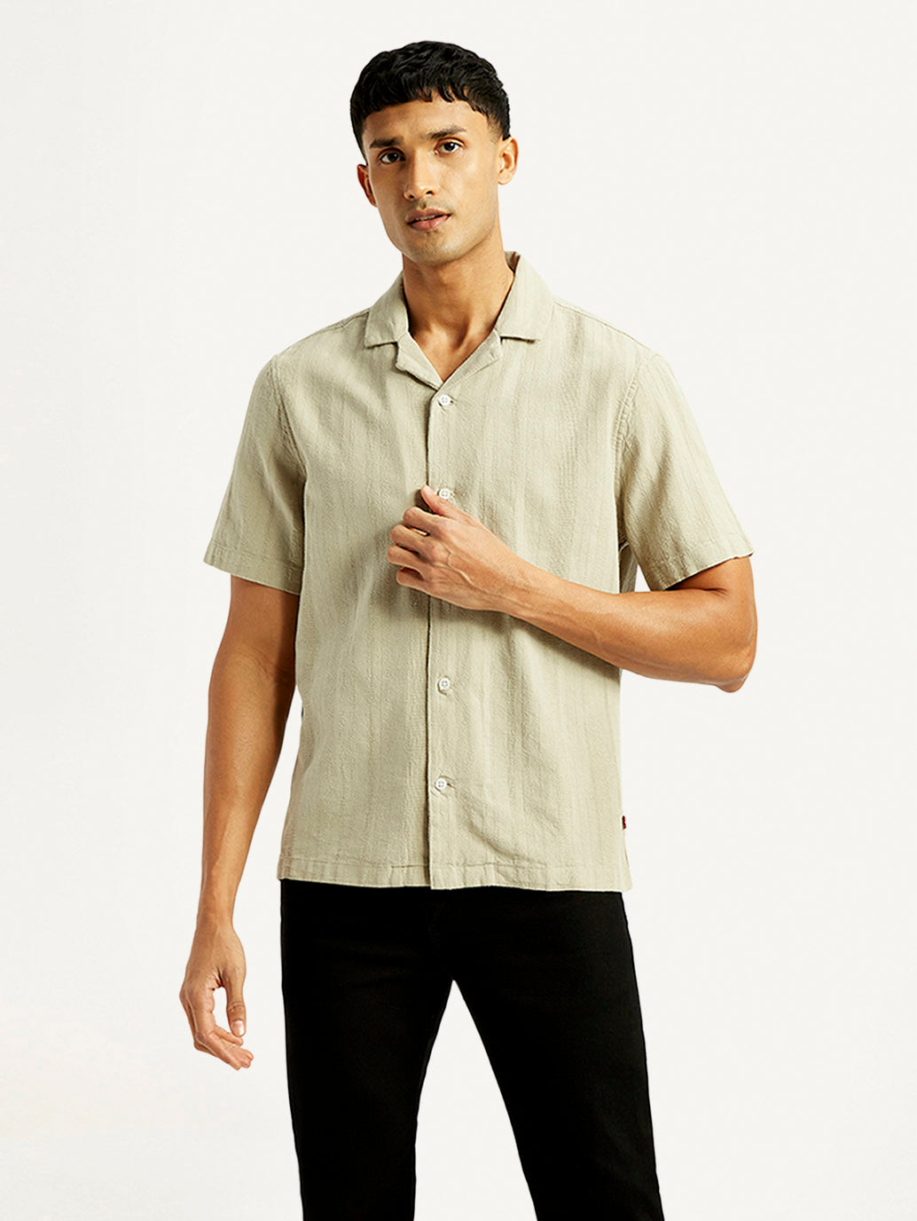 Men's Self Design Relaxed Fit Resort Collar Shirt