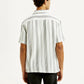 Men's Striped White Relaxed Fit Camp Shirt - Back View