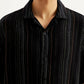 Men's Striped Relaxed Fit Resort Collar Shirt - Detail View