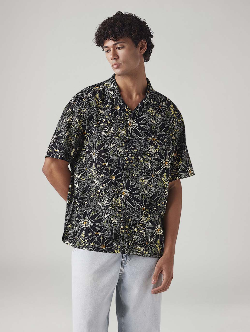 Men's Floral Relaxed Fit Resort Collar Shirt - Styleshot View
