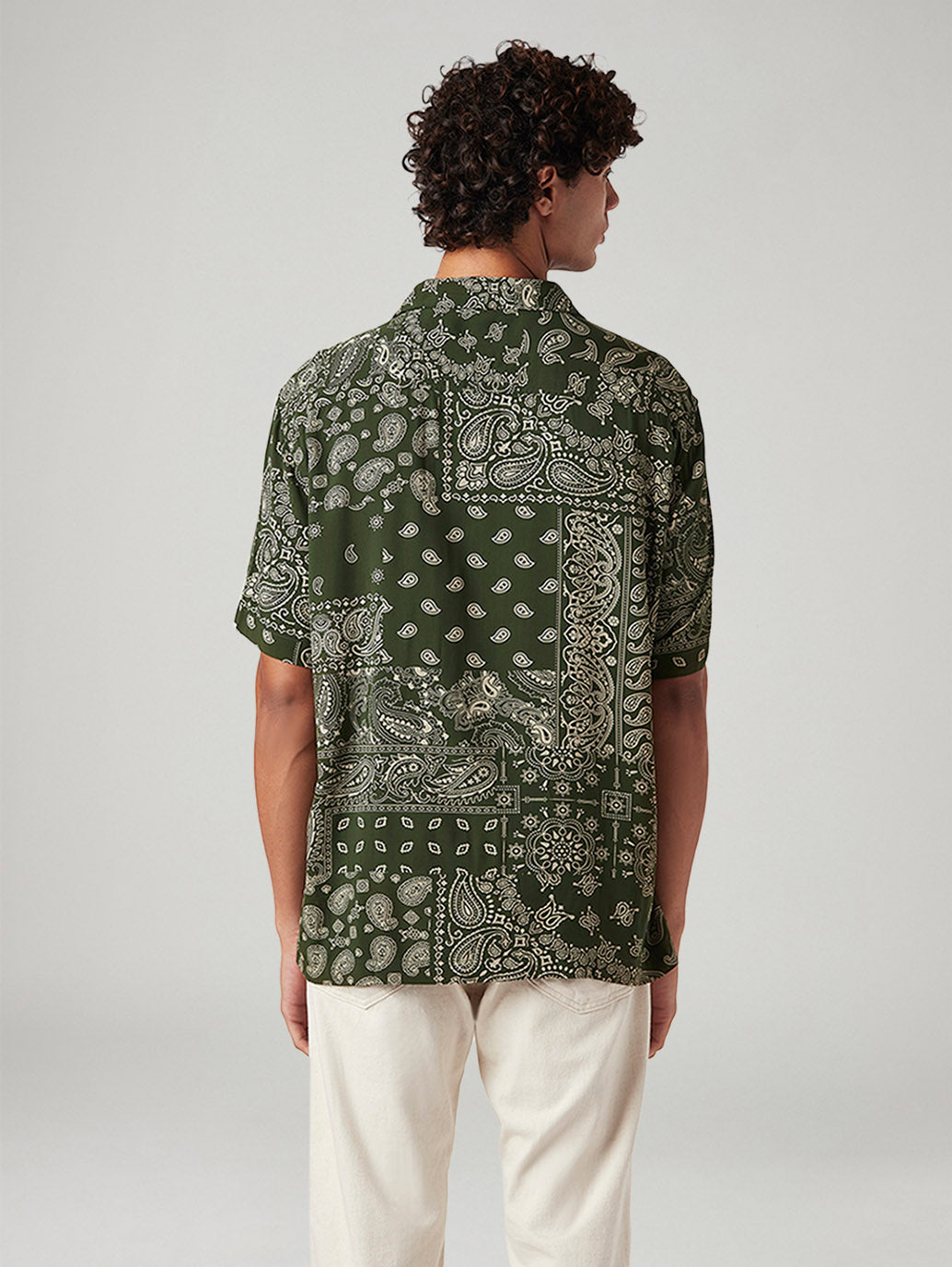 Men's Paisley Relaxed Fit Resort Collar Shirt - Back View