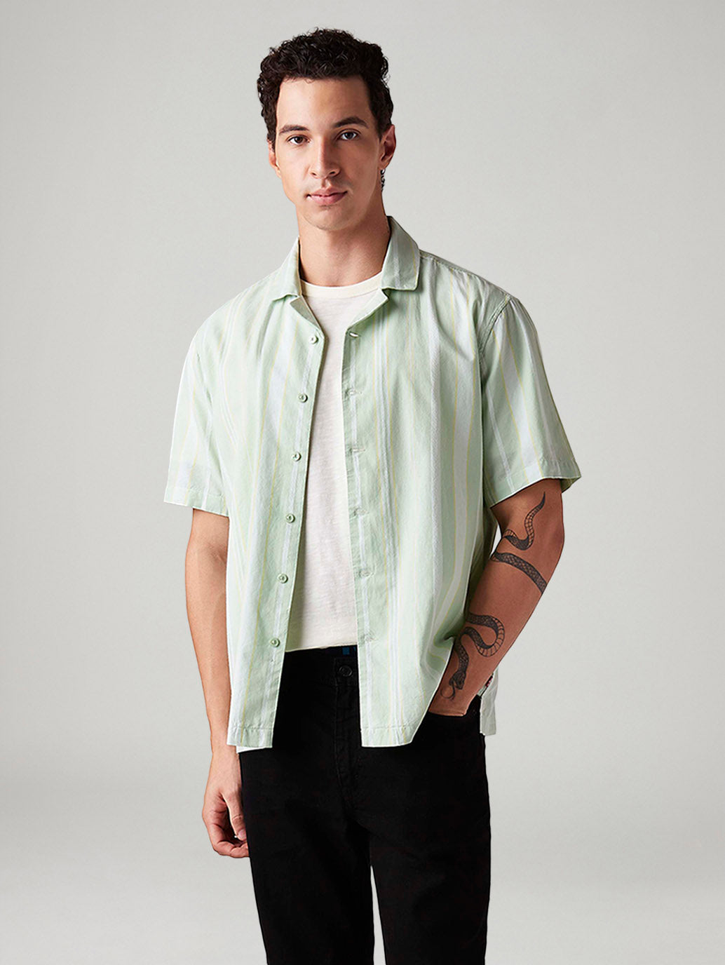 Men's Striped Relaxed Fit Shirt - Styleshot View
