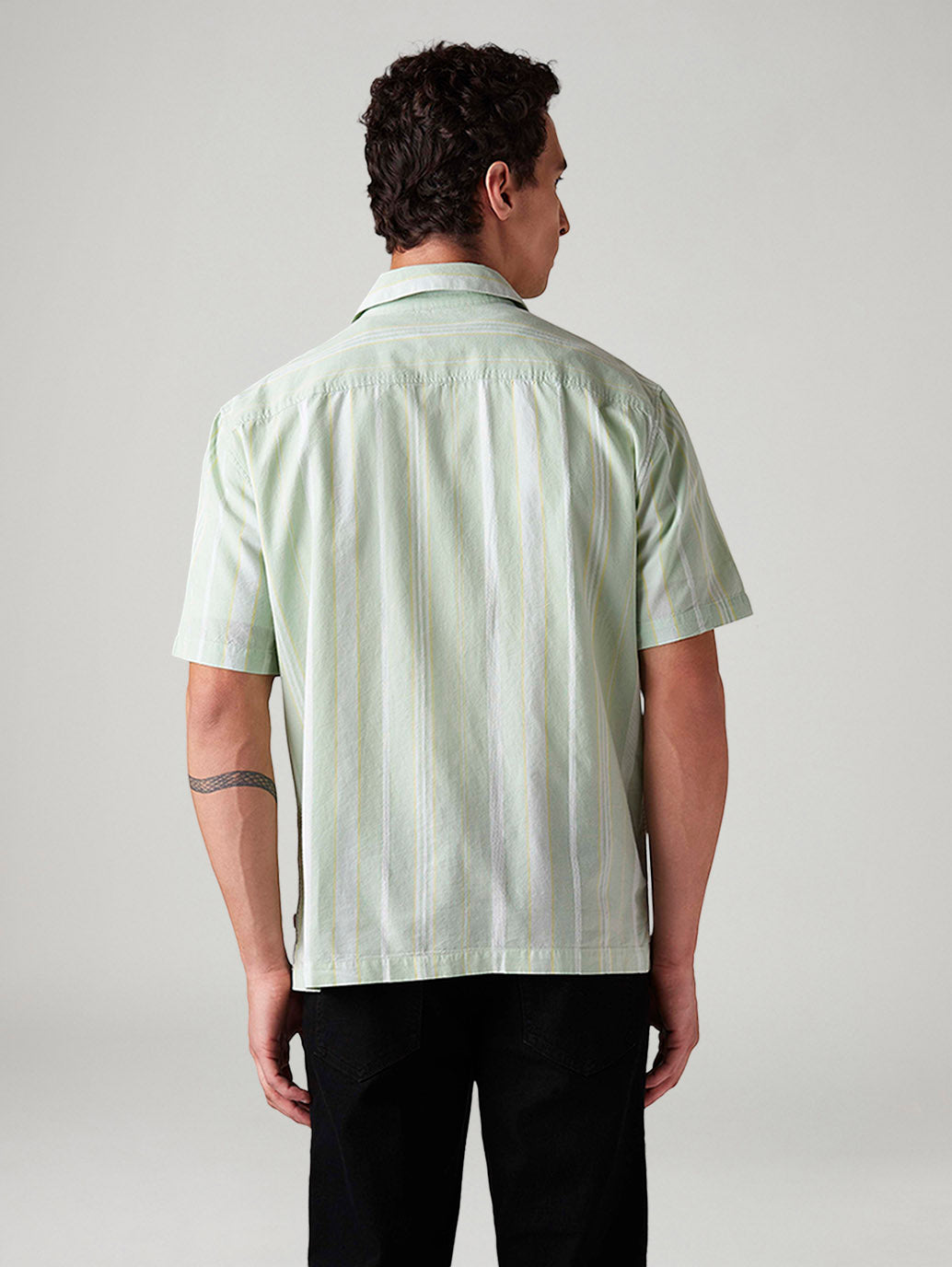 Men's Striped Relaxed Fit Shirt - Back View
