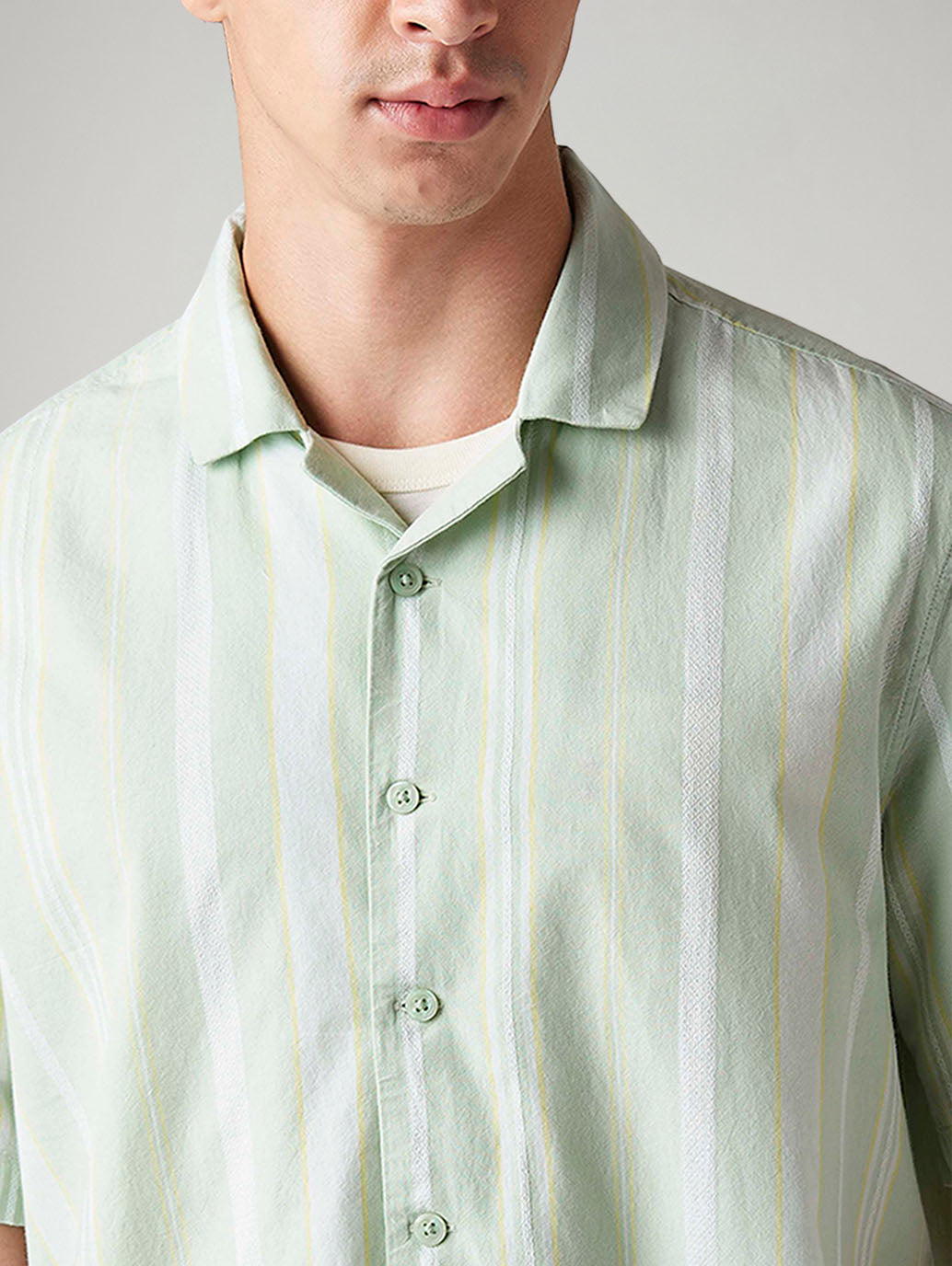 Men's Striped Relaxed Fit Shirt - Detail View