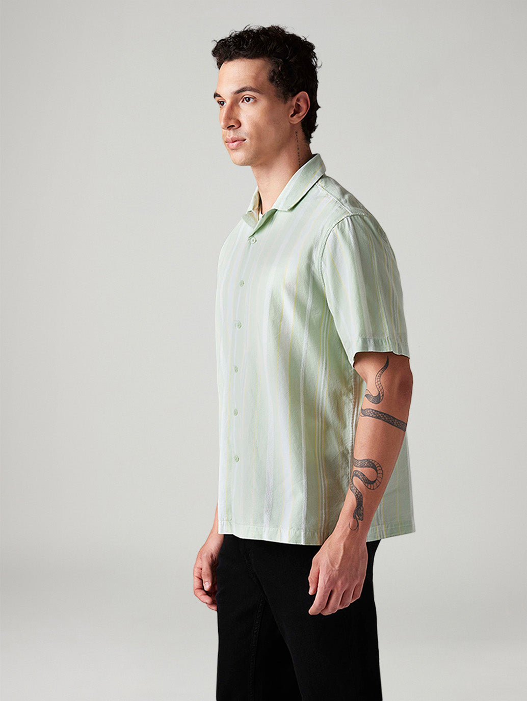 Men's Striped Relaxed Fit Shirt - Side View