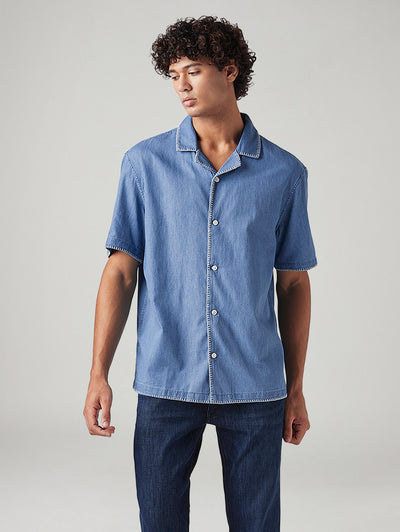 levi's Men's Solid Relaxed Fit Embroidered Resort Collar Shirt-picture-44