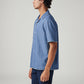 Men's Solid Relaxed Fit Embroidered Resort Collar Shirt - Side View