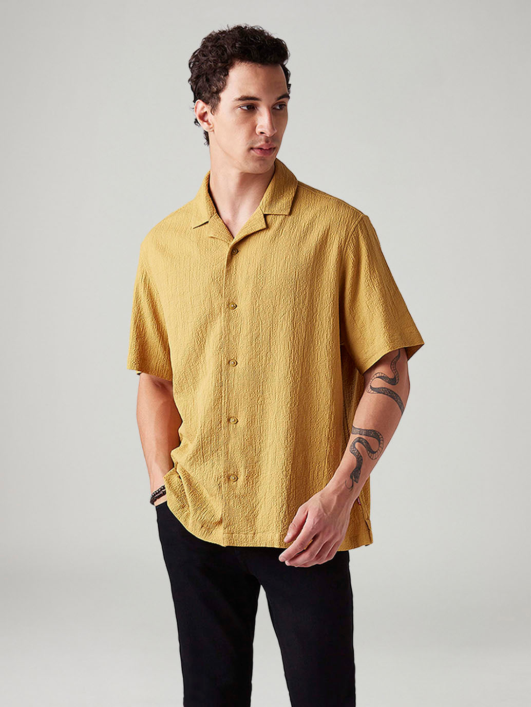 Men's Textured Relaxed Fit Camp Shirt