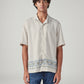 Men's Embroidered Relaxed Fit Resort Collar Linen Shirt - Front View