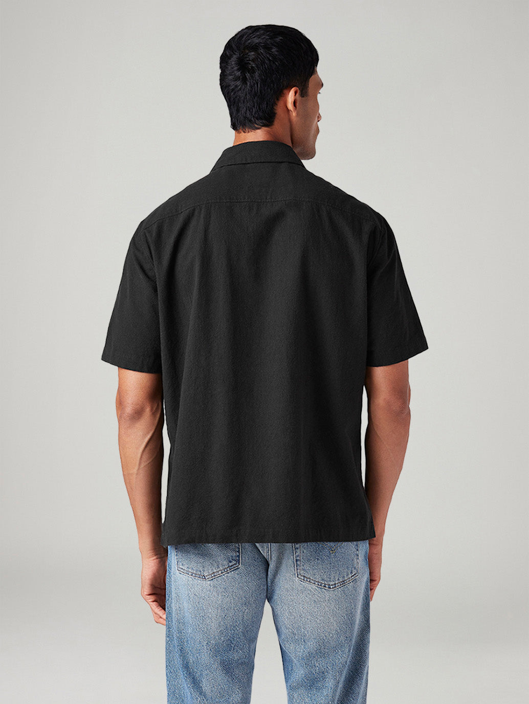 Men's Embroidered Relaxed Fit Resort Collar Shirt - Back View