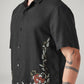 Men's Embroidered Relaxed Fit Linen Shirt - Detail View