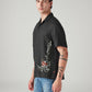 Men's Embroidered Relaxed Fit Linen Shirt - Side View
