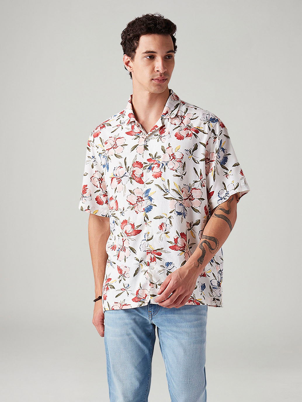 Men's Floral Relaxed Fit Shirt - Styleshot View