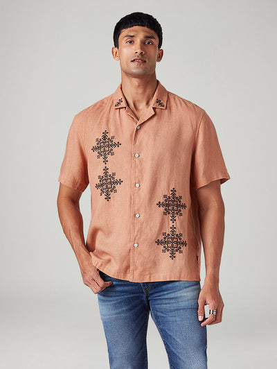 levi's Men's Embroidered Relaxed Fit Resort Collar Linen Shirt-picture-44