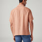 Men's Embroidered Relaxed Fit Resort Collar Linen Shirt - Back View