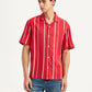 Men's Striped Red Relaxed Fit Camp Shirt - Styleshot View