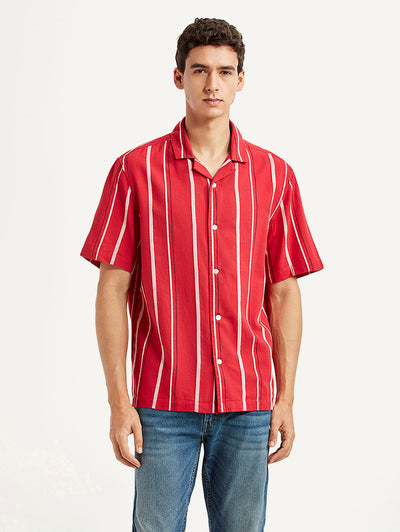 levi's Men's Striped Red Relaxed Fit Camp Shirt-picture-27