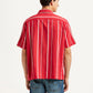 Men's Striped Red Relaxed Fit Camp Shirt - Back View
