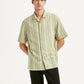 Men's Striped Light Green Relaxed Fit Camp Shirt - Styleshot View