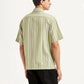 Men's Striped Light Green Relaxed Fit Camp Shirt - Back View