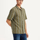 Men's Striped Olive Relaxed Fit Camp Shirt - Side View