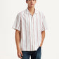 Men's Striped White Relaxed Fit Camp Shirt - Styleshot View