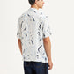 Men's Abstract Print White Relaxed Fit Camp Shirt - Back View