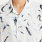 Men's Abstract Print White Relaxed Fit Camp Shirt - Detail View